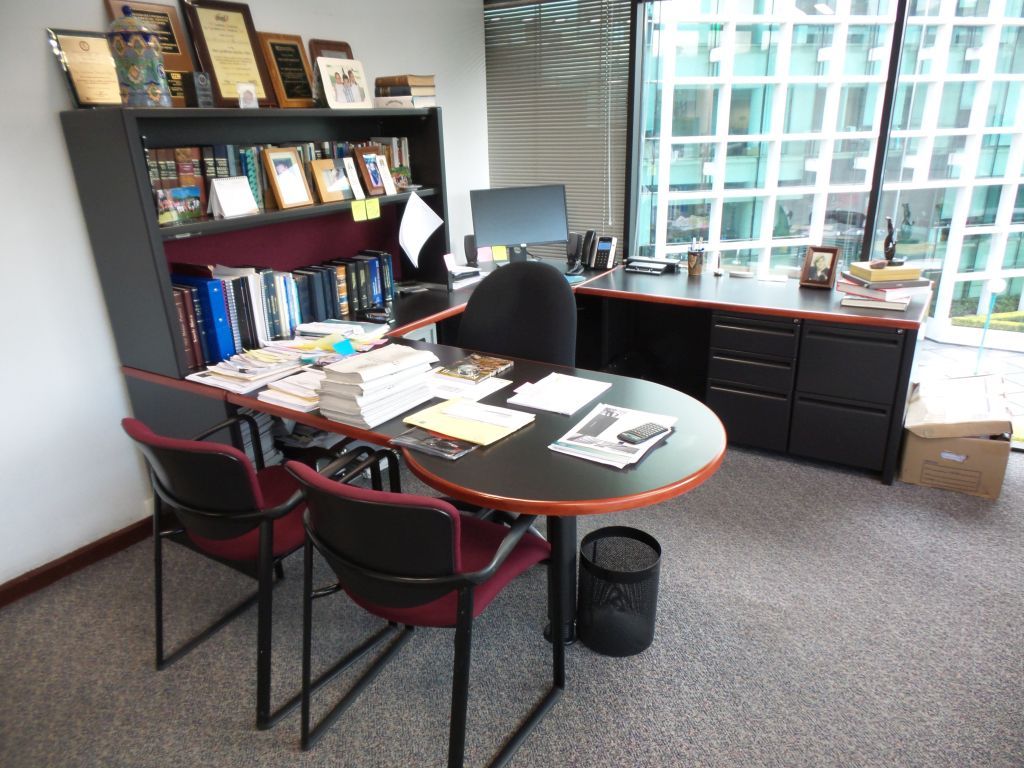 Lote 002- Oficina de dirección con escritorio, librero, archivero y credenza