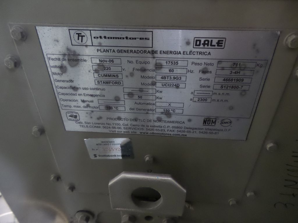 Lote 006 - Planta generadora de energía eléctrica, 50 KW - Imagen 8