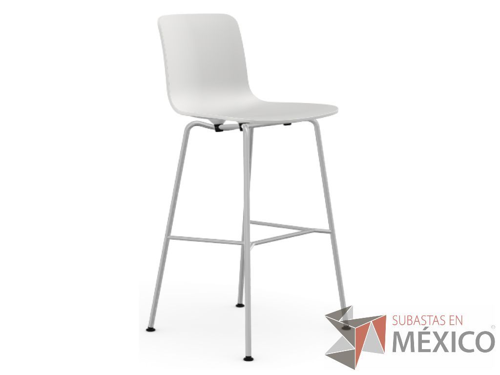 Lote 078 - Hal Stool high con carcasa de polipropileno teñido color blanco. Estructura de aluminio pulido.