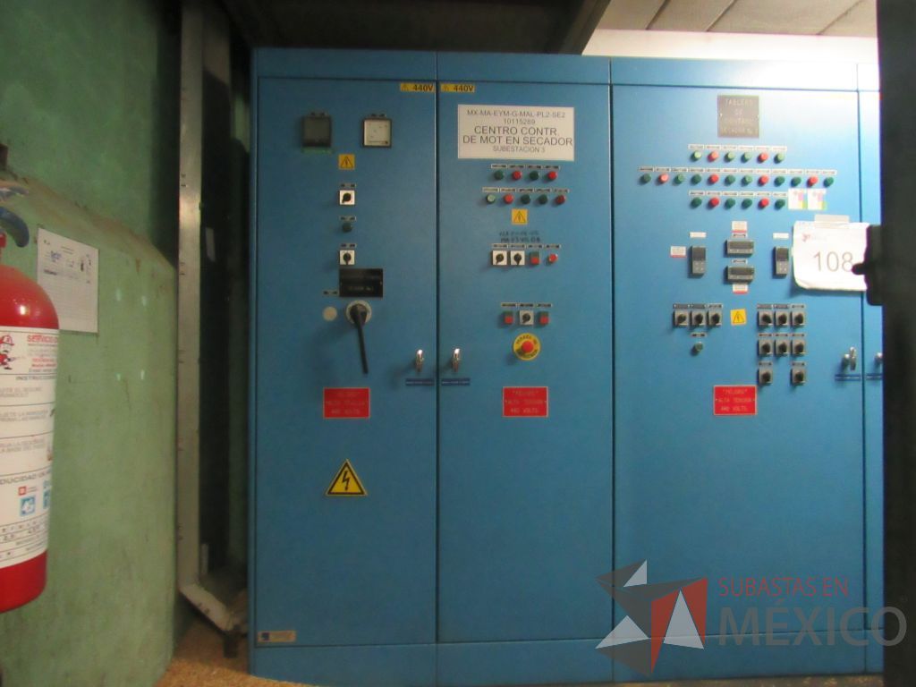 Lote 108 - Centro de controles de motores y tablero de control del secador
