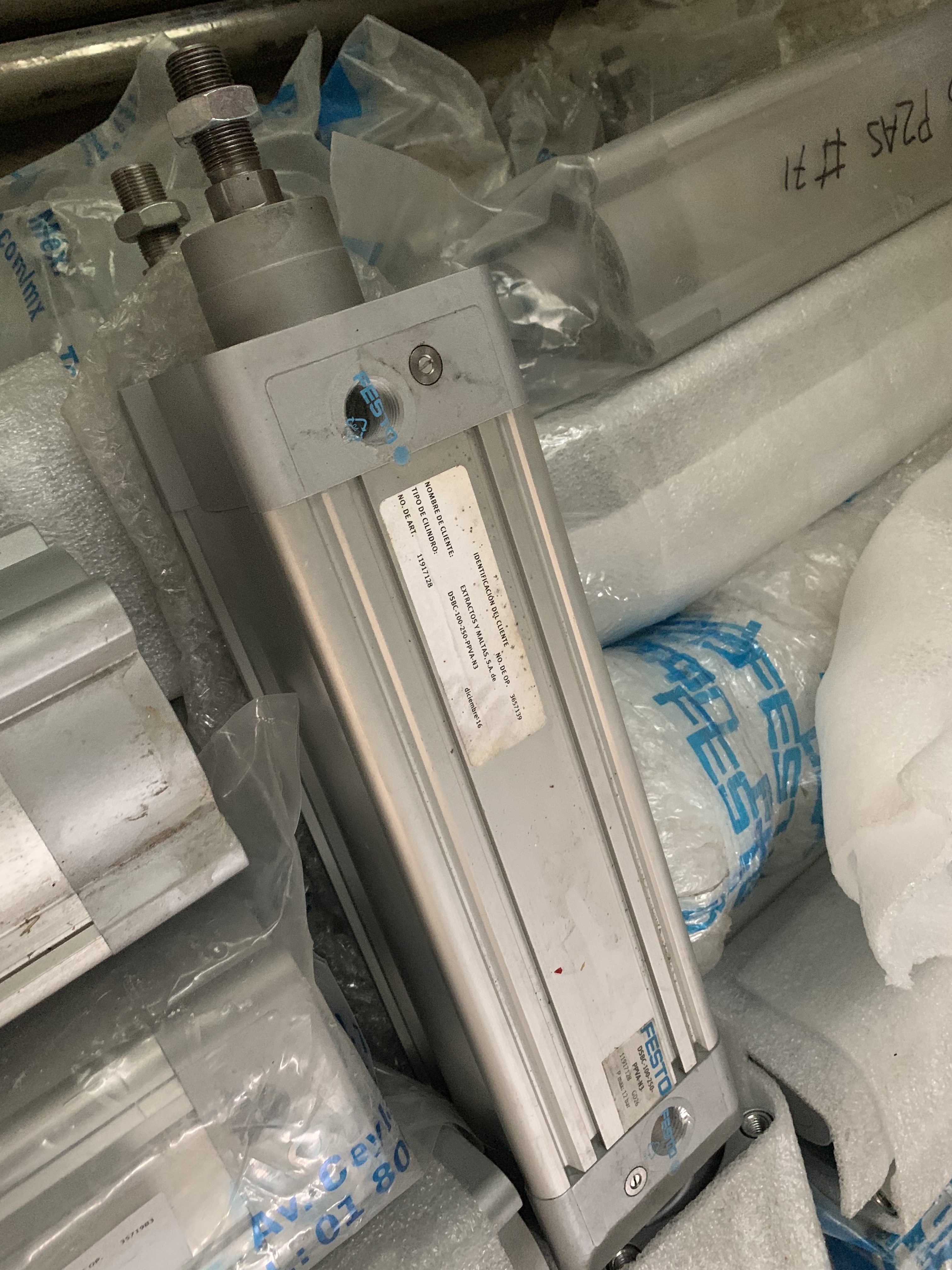 Lote 342 - 60 Cilindros neumáticos marca FESTO DSBC -100-250-PPVA-N3 para descarga de secador 2 - Imagen 4