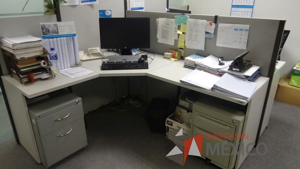 Lote 377 - Estación de trabajo para 4 personas, puertas de madera, cancel y puerta de cristal - Imagen 8