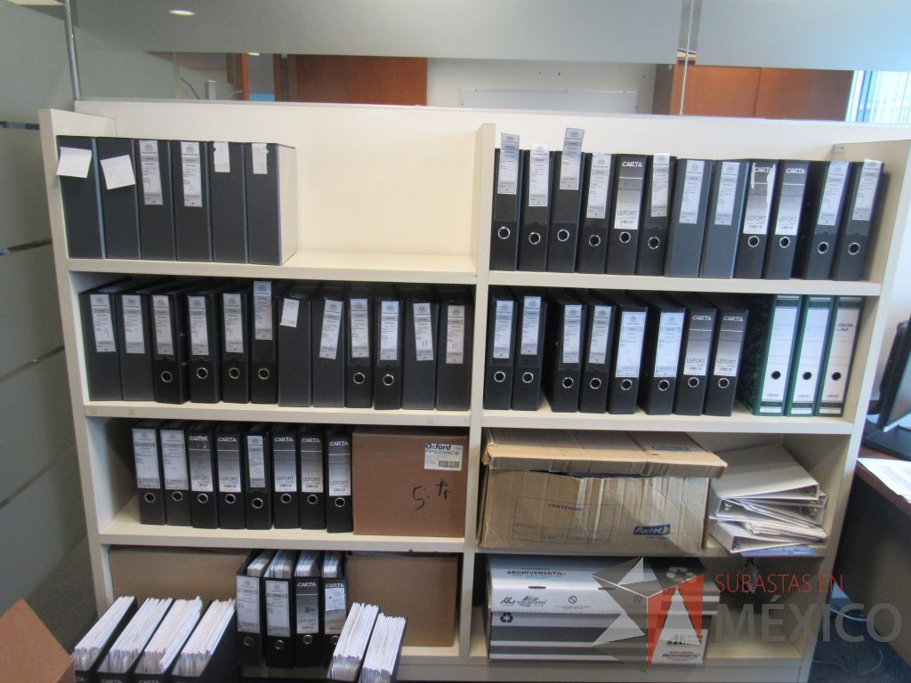 Lote 150 - Escritorio para 1 persona con cubierta, gabinete de 2 puertas y librero con 6 entrepaños - Imagen 9