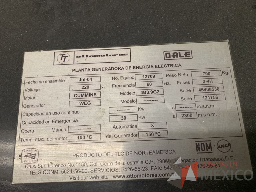 Lote 001 - Planta Generadora de Energía Eléctrica 30Kw en Insurgentes Sur 2375 - Imagen 14