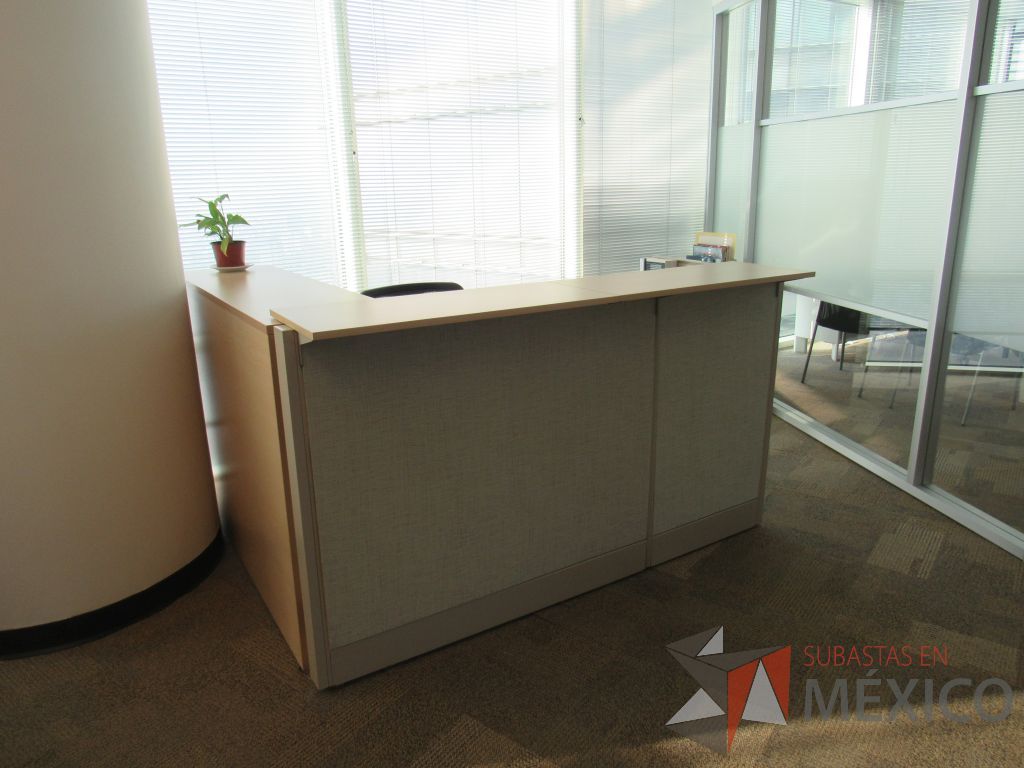 Lote 013 - Muebles de recepción con archivero vertical de 3 cajones y 2 repisas.