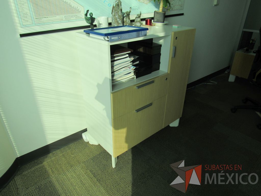 Lote 004 - Gabinete con 1 puerta y escritorio en escuadra con cubierta tipo madera - Imagen 8