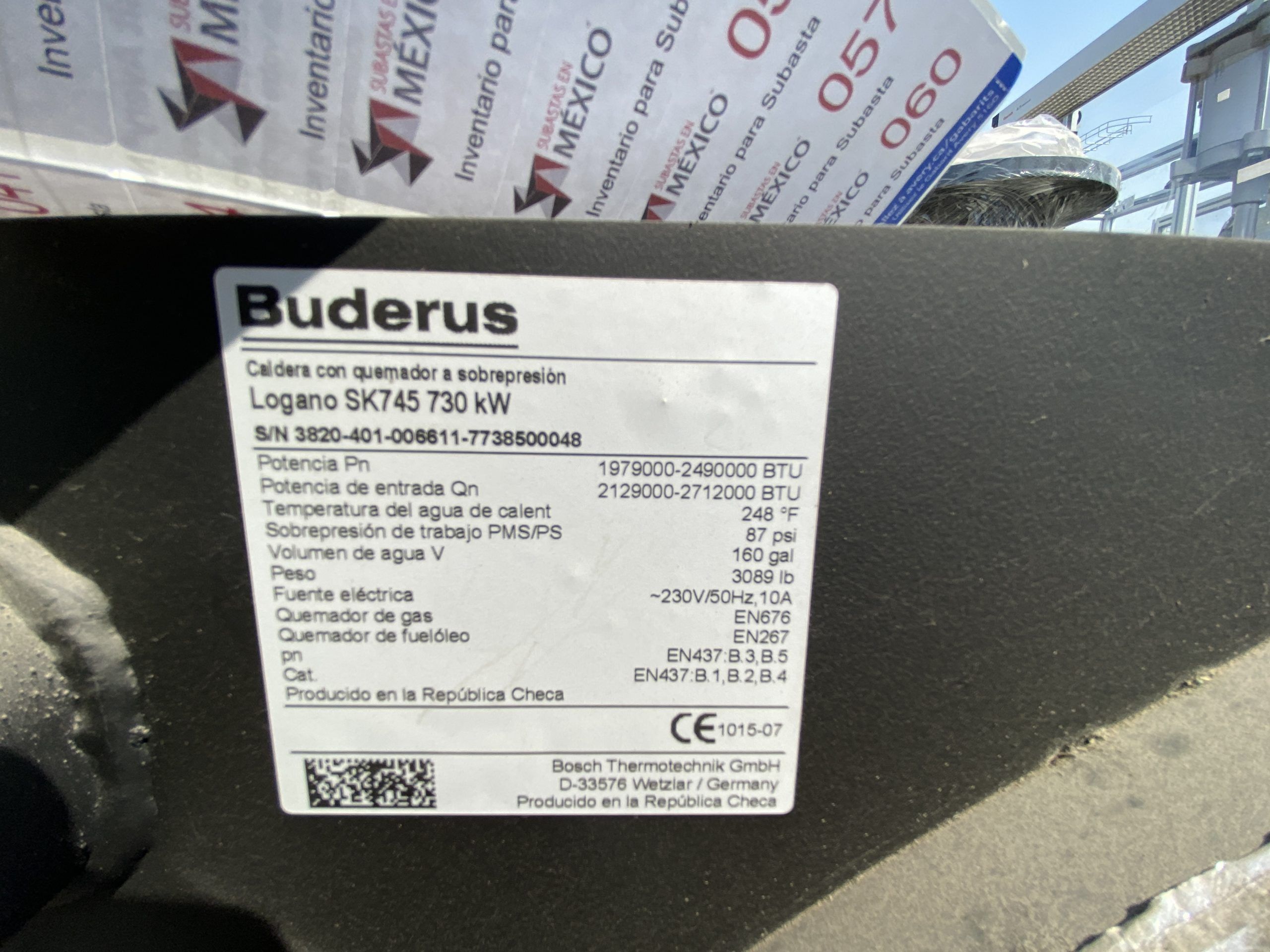 Lote 015 - Caldera con quemador a sobrepresión, Marca: BUDERUS, Modelo:LOGANO SK745 - Imagen 11
