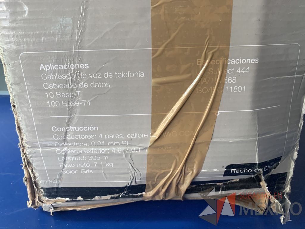 Lote 122 - 1/2 bobina de cable UTP 5E 160 mts aprox. Marca WAM y 39 cales gris de datos marca Cooper - Imagen 9