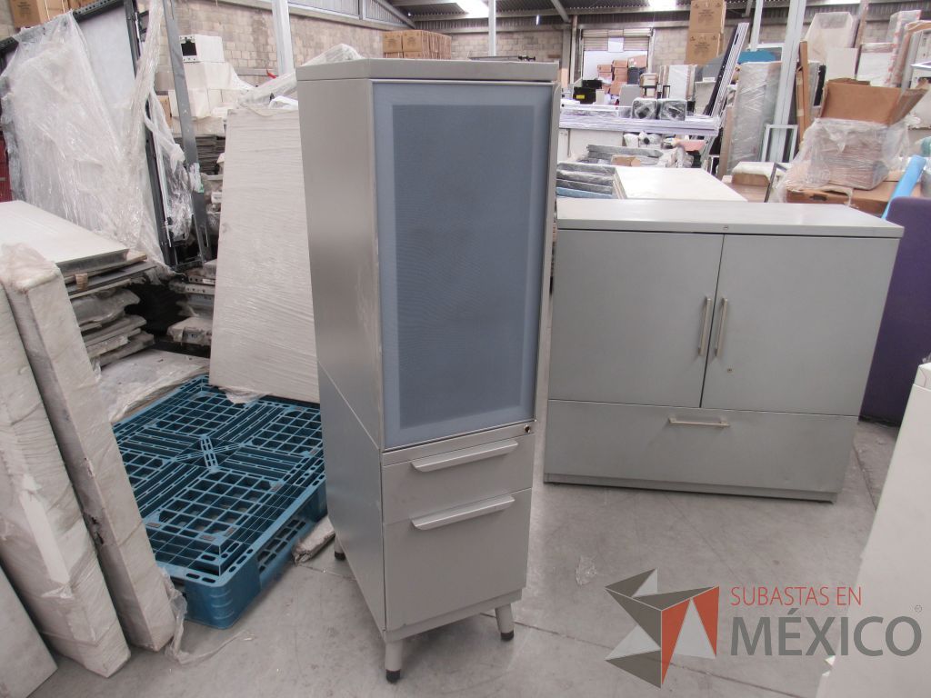 Lote 006 - Gabinete con 1 puerta y 2 cajones color gris. - Imagen 9