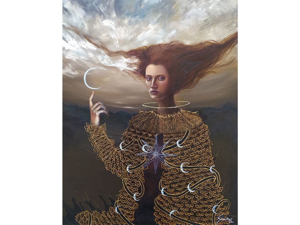 Lote 002 - Isis Rucé - Acariciando a la luna - Óleo sobre tela