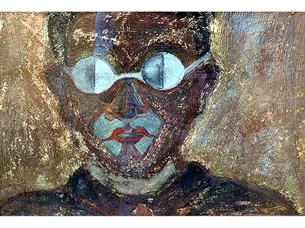 Lote 027 - Francisco Toledo - Autorretrato - Óleo sobre cartón