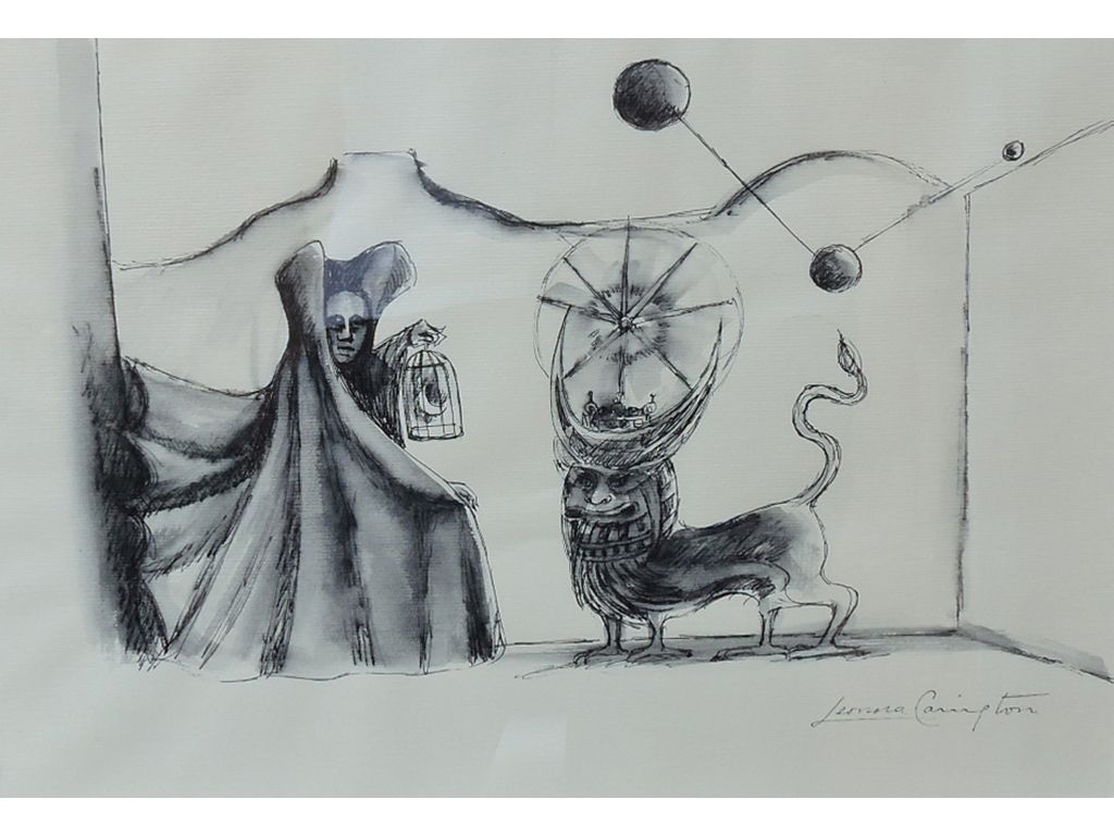 Lote 029 - Leonora Carrington - Sin título - Tinta con acuarela sobre papel