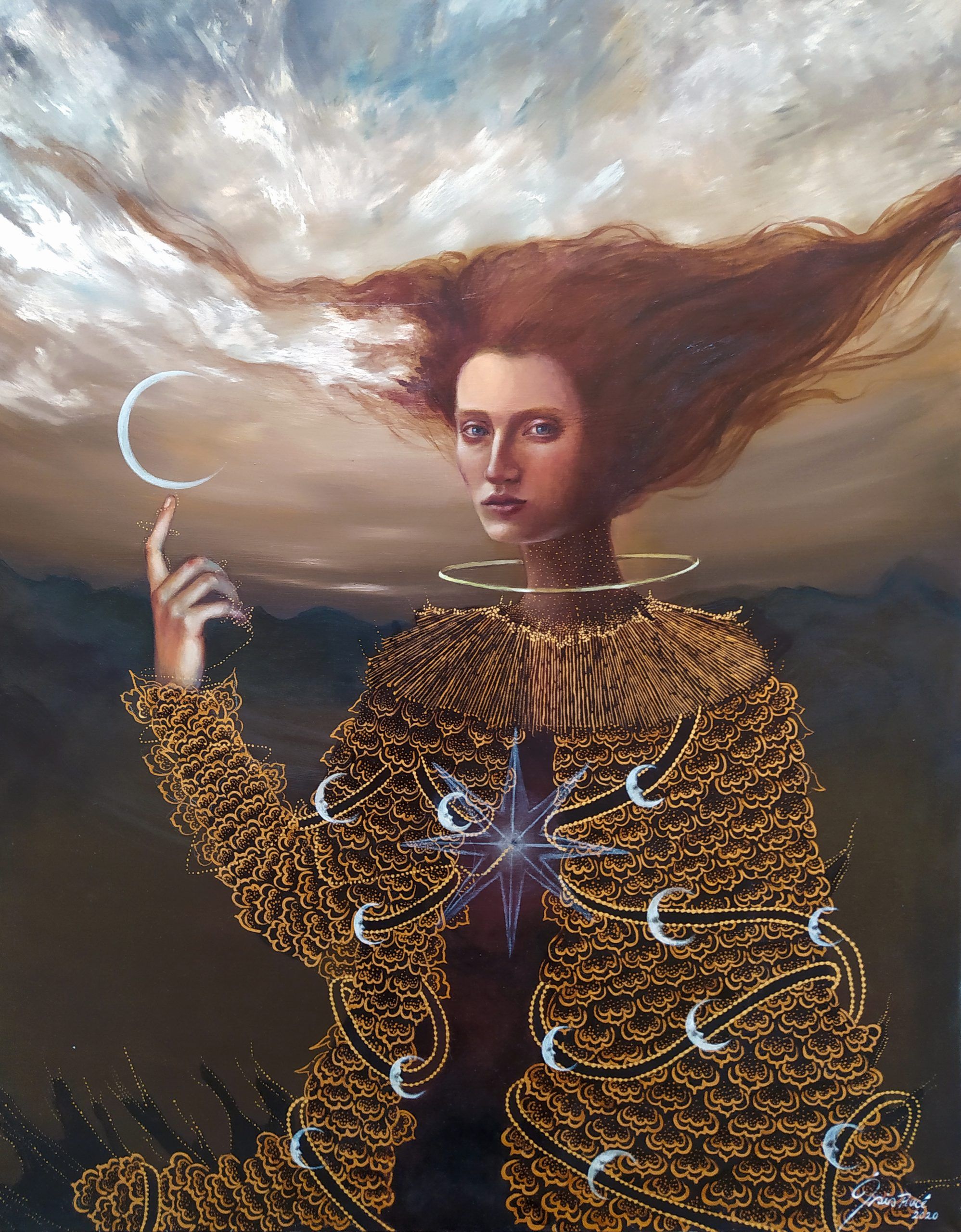 Lote 002 - Isis Rucé - Acariciando a la luna - Óleo sobre tela - Imagen 2
