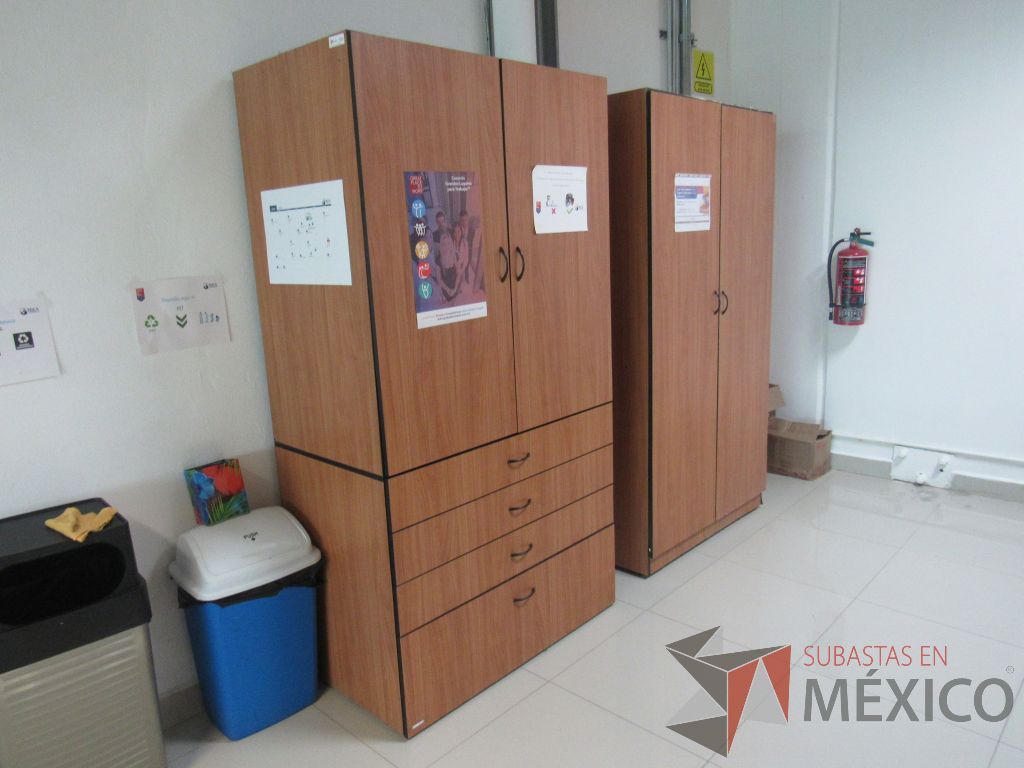Lote 009 - 2 Gabinetes altos de 2 puertas, 1 entrepaño y 4 cajones color café - Imagen 9
