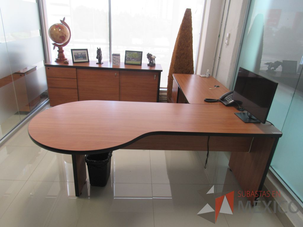 Lote 016 - Oficina ejecutiva con escritorio en escuadra y credenza de 2 puertas - Imagen 15