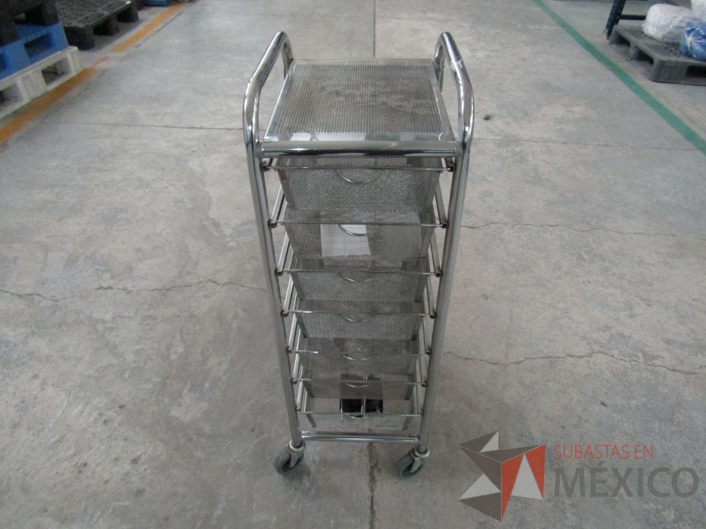 Lote 028 - Carrito de apoyo Metálico con 6 charolas color gris - Imagen 2