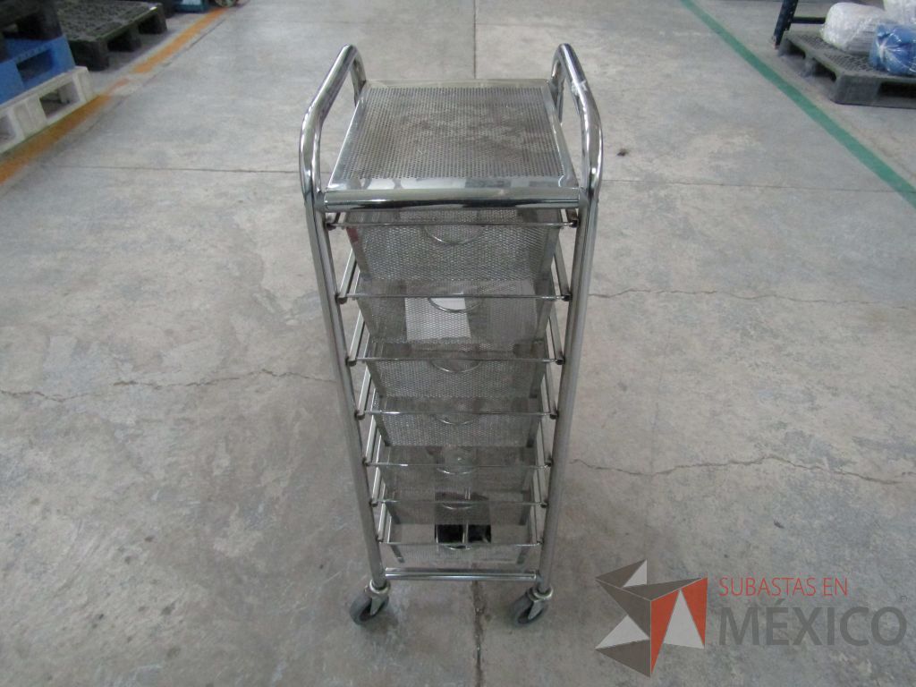 Lote 028 - Carrito de apoyo Metálico con 6 charolas color gris - Imagen 3