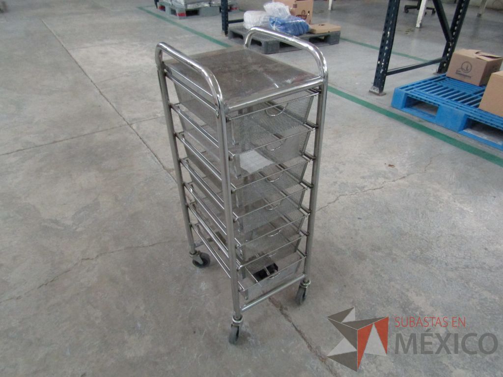 Lote 028 - Carrito de apoyo Metálico con 6 charolas color gris - Imagen 5