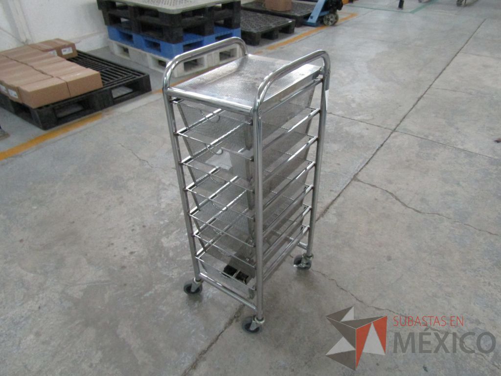 Lote 028 - Carrito de apoyo Metálico con 6 charolas color gris - Imagen 6