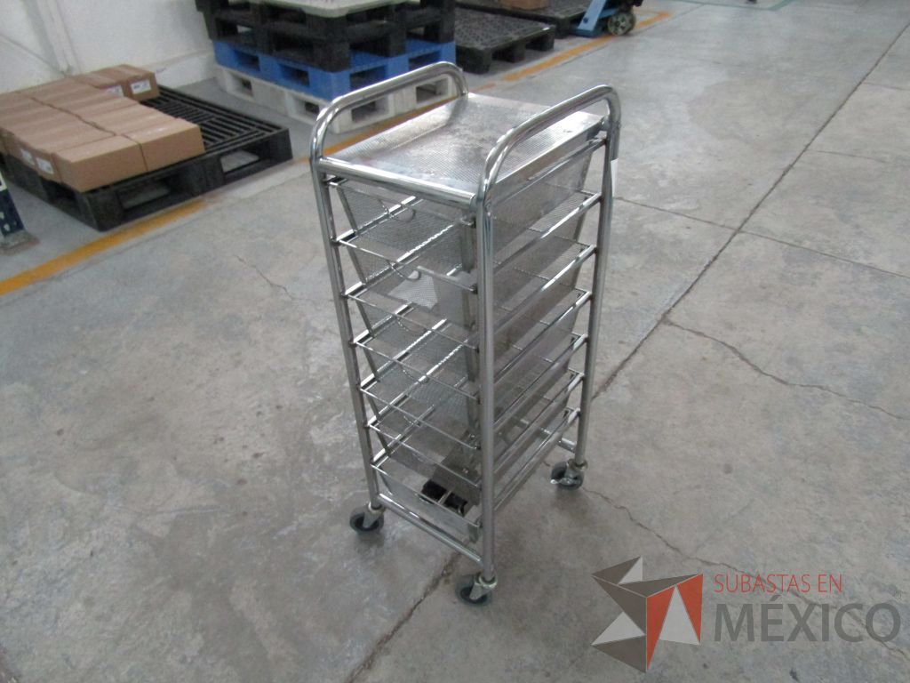 Lote 028 - Carrito de apoyo Metálico con 6 charolas color gris - Imagen 7