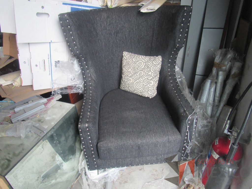 Lote 377d - Sillón de 1 plaza con respaldo alto en tela color gris - Imagen 6