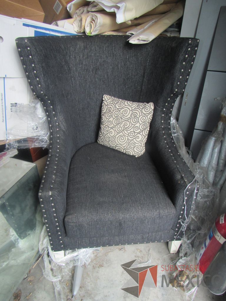 Lote 377d - Sillón de 1 plaza con respaldo alto en tela color gris - Imagen 5