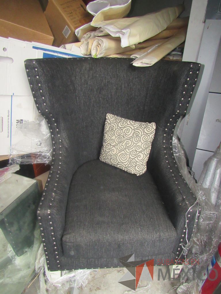 Lote 377d - Sillón de 1 plaza con respaldo alto en tela color gris - Imagen 4
