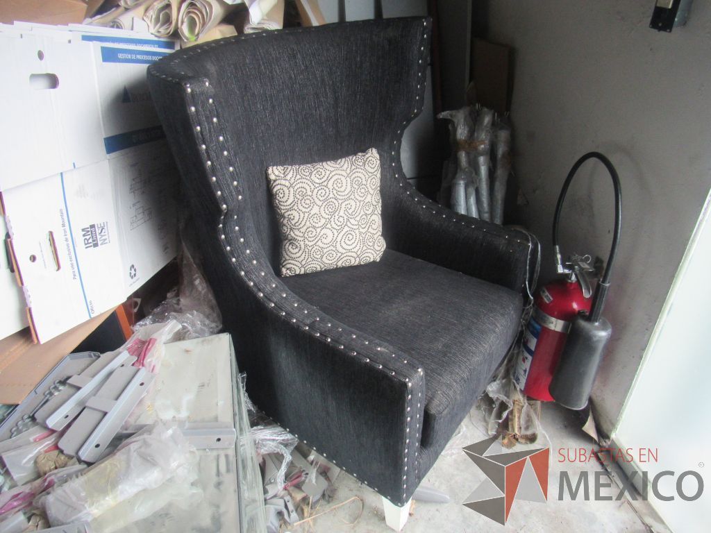 Lote 377d - Sillón de 1 plaza con respaldo alto en tela color gris - Imagen 3