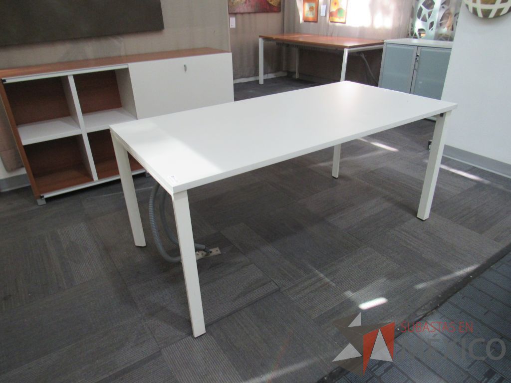 Lote 120 - Mesa de trabajo base metálica color blanco y cubierta color blanco - Imagen 2