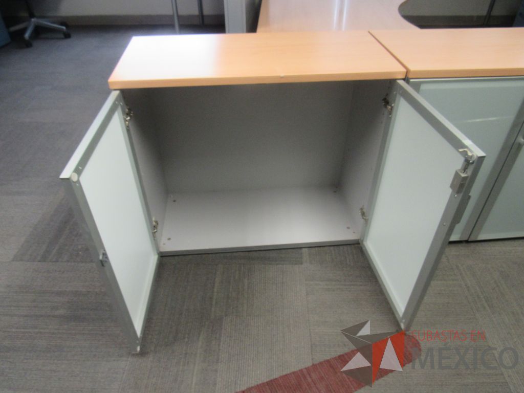 Lote 147 - 3 Gabinetes con 2 puertas, 1 entrepaño y cubierta color madera - Imagen 6