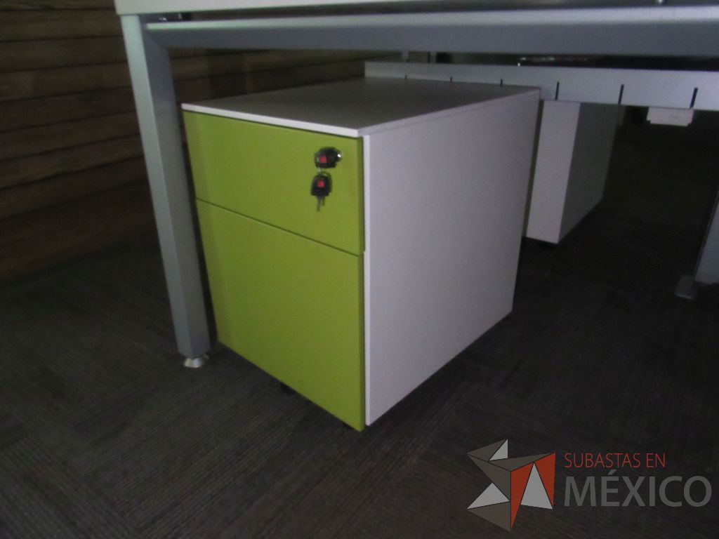 Lote 238a - Estación de trabajo para 2 personas con mampara baja y gabinete con 2 puertas - Imagen 8