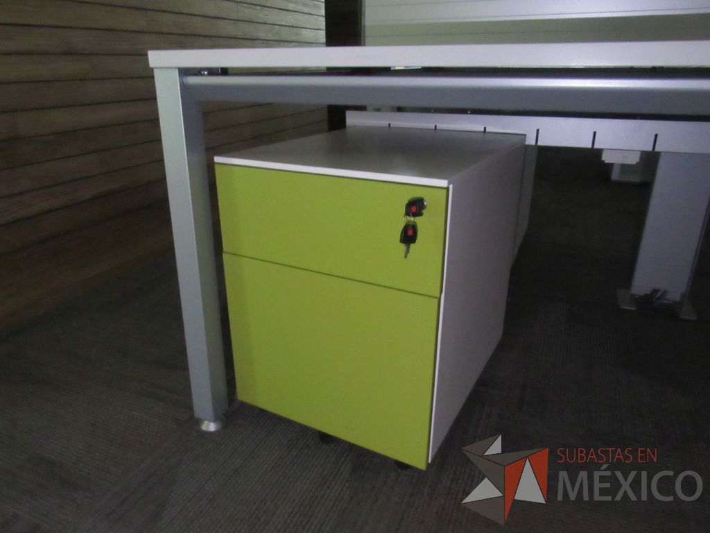 Lote 238a - Estación de trabajo para 2 personas con mampara baja y gabinete con 2 puertas - Imagen 9