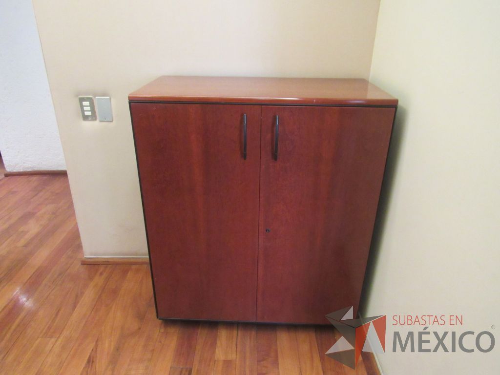 Lote 200 - Gabinete de 2 puertas, 2 entrepaños negros y cubierta color café