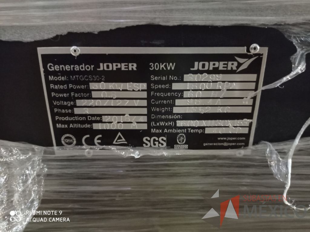 Lote 001 - Generador de energía 30 KW, Joper MTGCS30-2, NUEVO!!! - Imagen 11