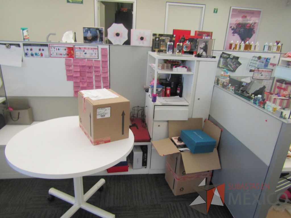 Lote 017 - Estación de trabajo para 9 personas con 9 gabinetes altos metálicos color blanco. - Imagen 12