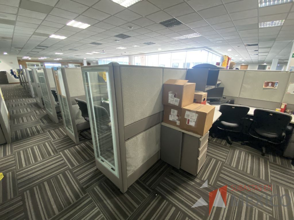 Lote 029 - Estación de trabajo para 12 personas con mampara alta con 12 gavetas - Imagen 9