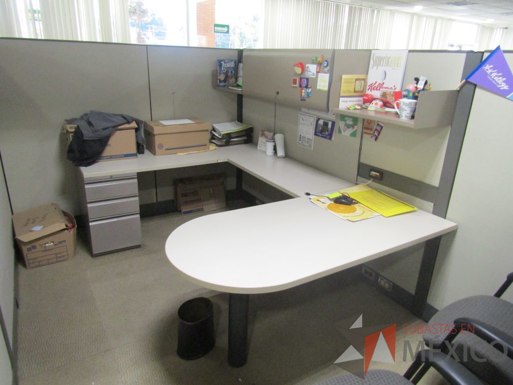 Lote 018 - Estación de trabajo para 14 personas con mampara alta con 13 gavetas - Imagen 18