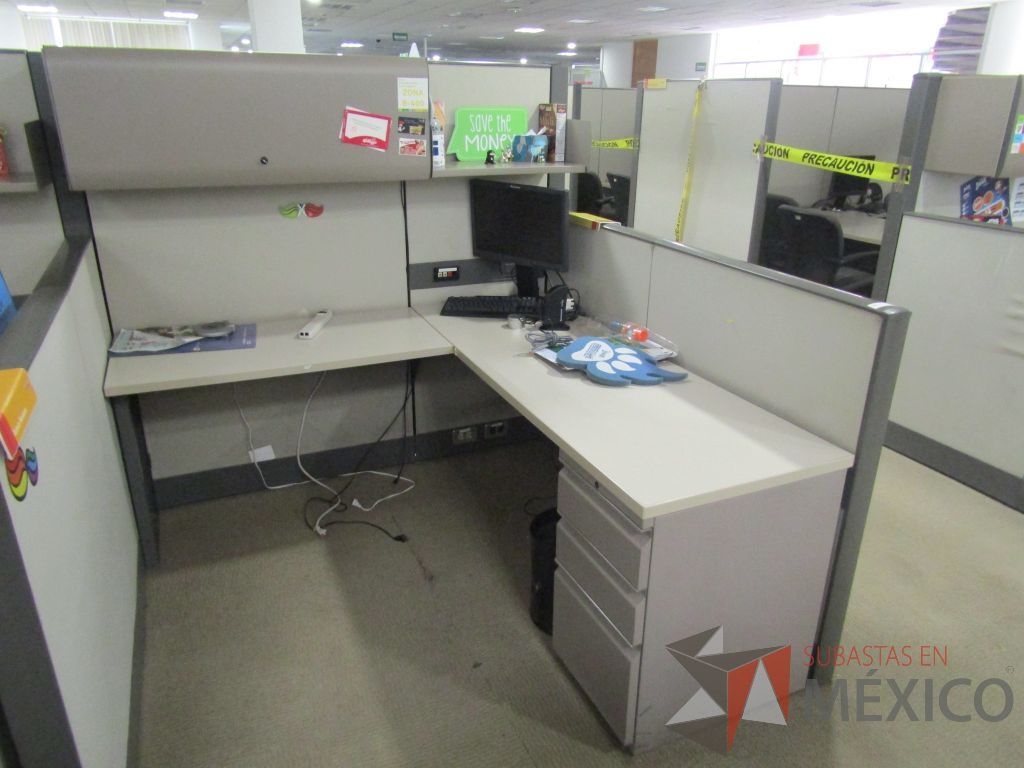 Lote 018 - Estación de trabajo para 14 personas con mampara alta con 13 gavetas - Imagen 12