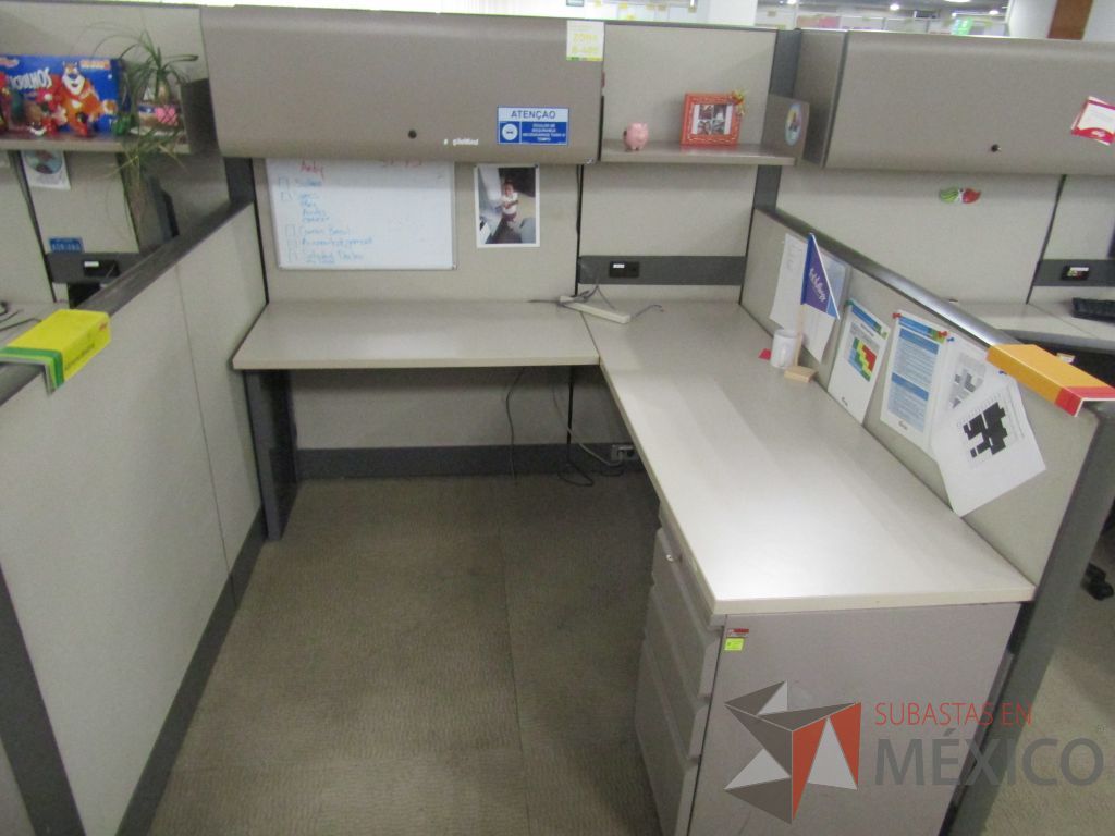 Lote 018 - Estación de trabajo para 14 personas con mampara alta con 13 gavetas - Imagen 13
