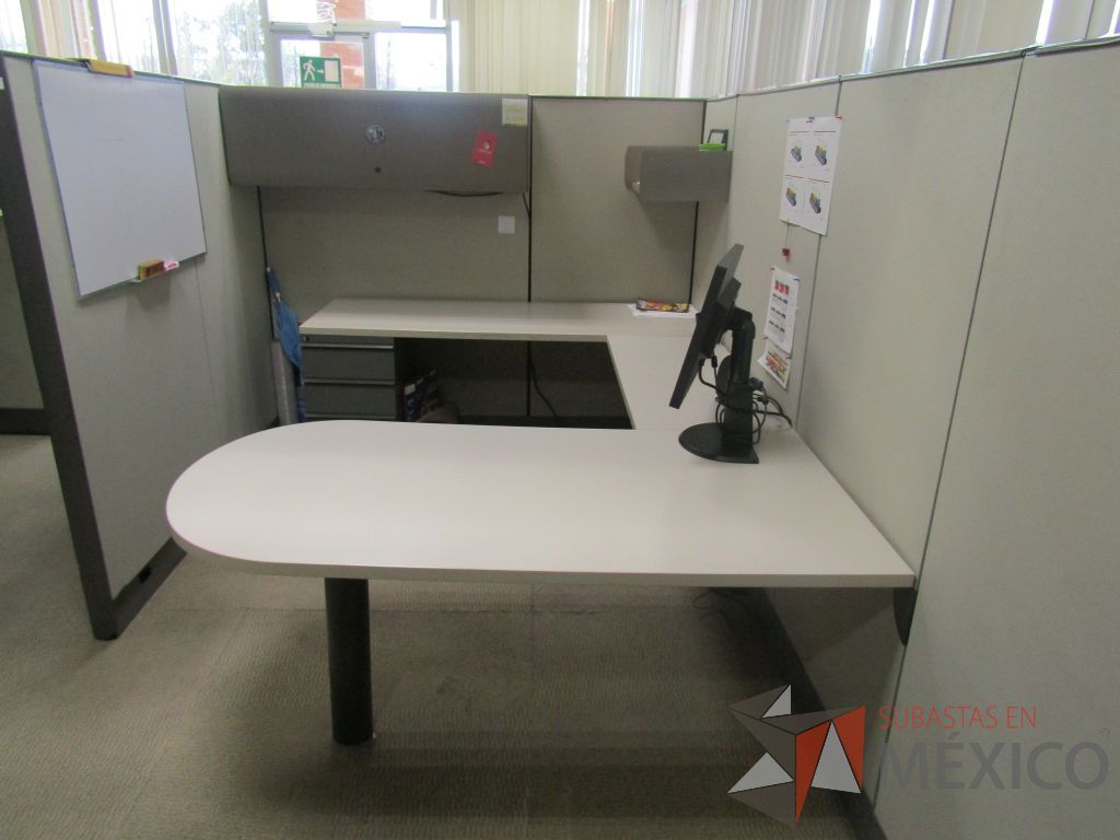 Lote 020 - Estación de trabajo para 2 personas con mampara alta con 2 gavetas - Imagen 5