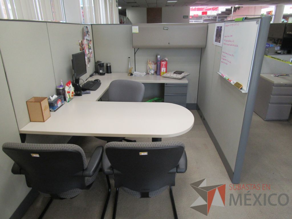 Lote 020 - Estación de trabajo para 2 personas con mampara alta con 2 gavetas - Imagen 6