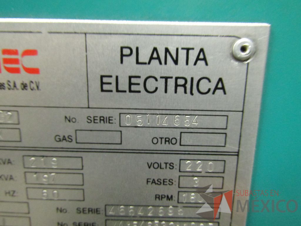 Lote 002 - Planta de emergencia Selmec con Motor Cummins, 175 KW, 219 KVA - Imagen 45