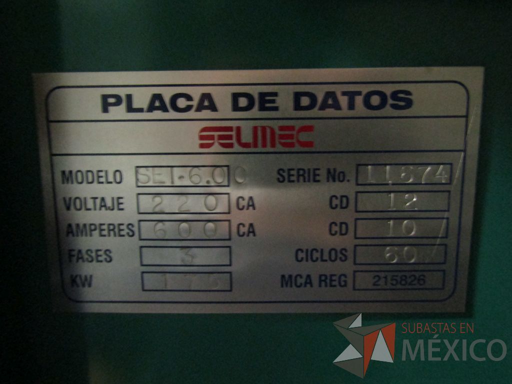 Lote 002 - Planta de emergencia Selmec con Motor Cummins, 175 KW, 219 KVA - Imagen 6