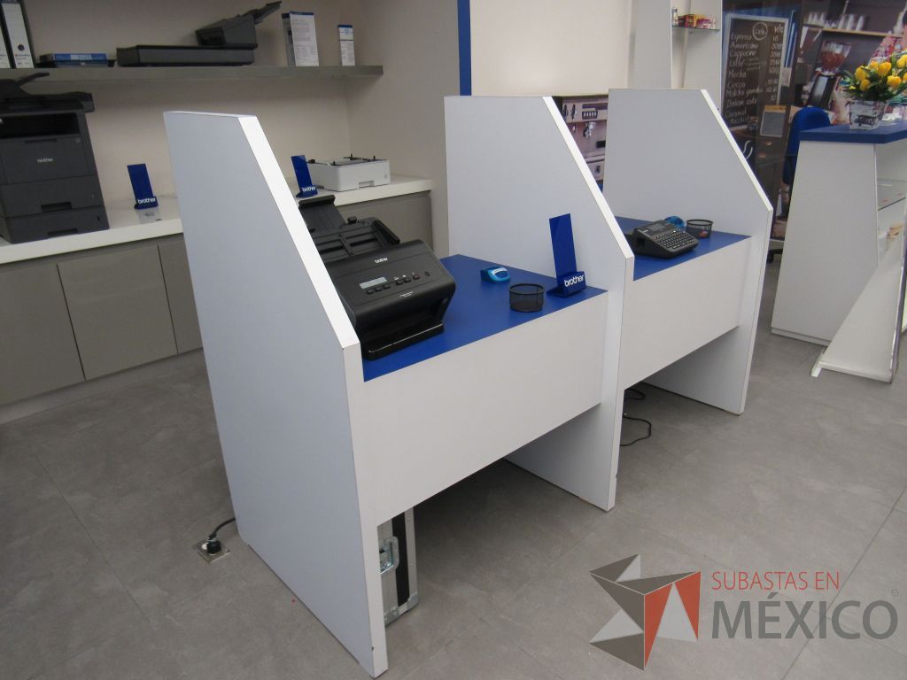 Lote 019 - Estación de trabajo para 2 personas con estructura color blanco con azul - Imagen 5