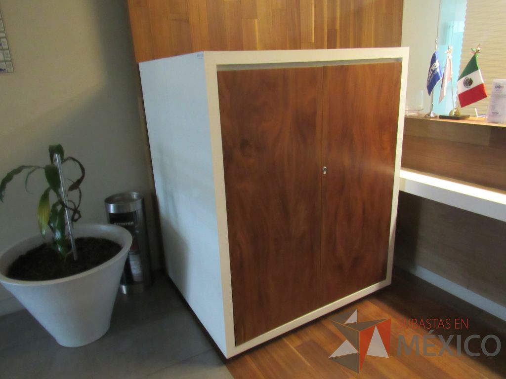Lote 050 - Gabinete alto color blanco y puertas de madera color café - Imagen 3