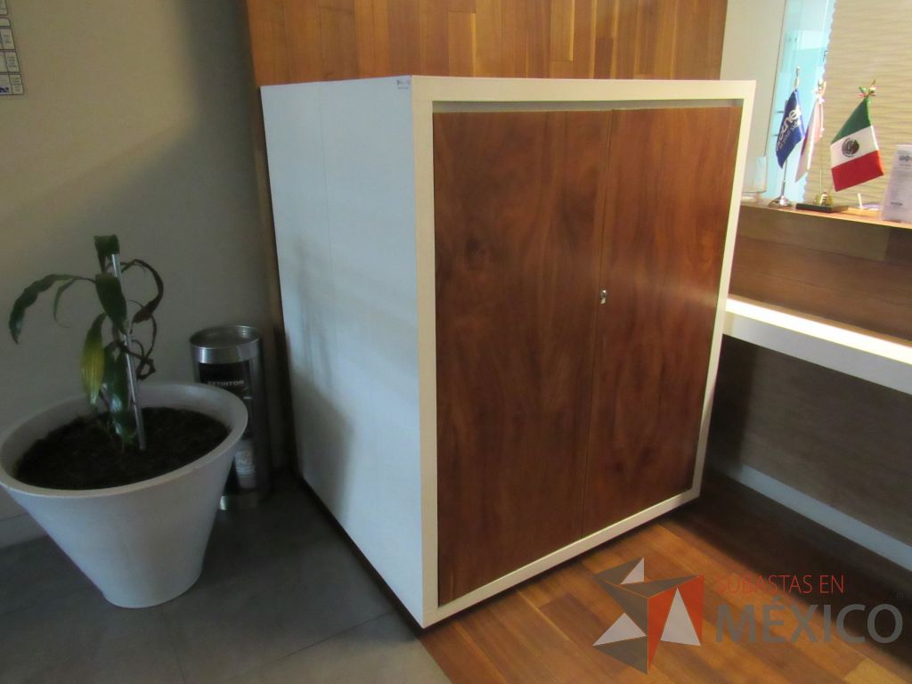 Lote 050 - Gabinete alto color blanco y puertas de madera color café - Imagen 4