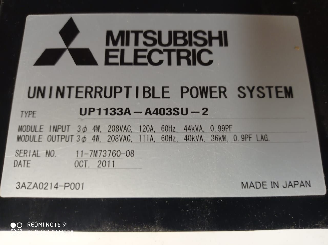 INV 094 - UPS, Modelo: UP1133A-A403SU-2, Marca: Mitsubishi Electric y Mando de baterías - Imagen 17