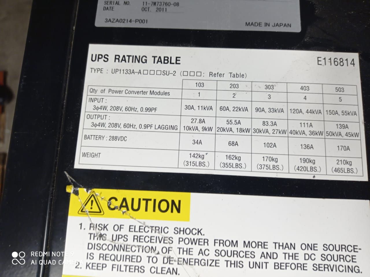 INV 094 - UPS, Modelo: UP1133A-A403SU-2, Marca: Mitsubishi Electric y Mando de baterías - Imagen 5