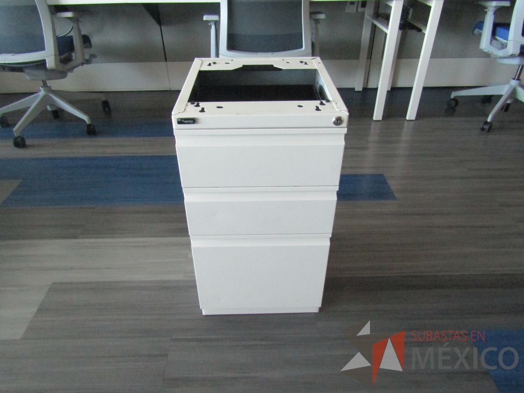 Lote 038 - 2 Archivero vertical metálico de 3 cajones blanco sin tapa. - Imagen 3