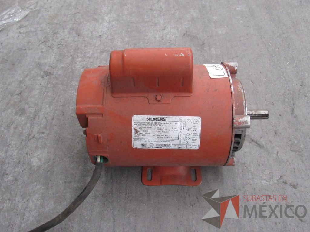 Lote 015 - Motor monofásico 60 Hz, Marca: SIEMENS, Modelo: 1RF20000DA404AA1 - Imagen 2